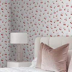 Cherry Kisses Wallpaper in Pink & Red