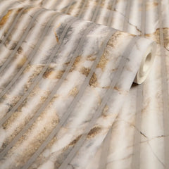 Fluted Marble Panel Wallpaper in Natural
