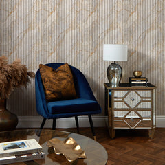 Fluted Marble Panel Wallpaper in Natural