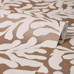 Coral Leaf Wallpaper in Mocha