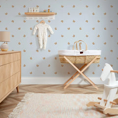 Cozy Bear Wallpaper in Soft Blue