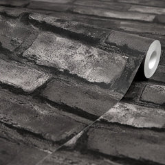 Deansgate Brick Wallpaper in Dark Grey
