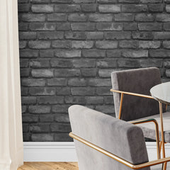Deansgate Brick Wallpaper in Dark Grey