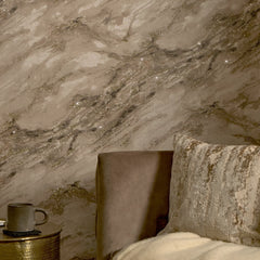Decadence Wallpaper in Latte with Gold Glitter