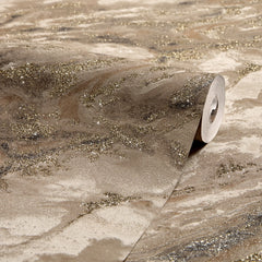 Decadence Wallpaper in Latte with Gold Glitter