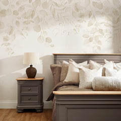 Eucalyptus Cascade Full Wall Mural in Warm Neutrals