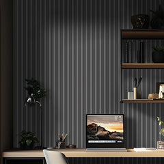 Fluted Panel Wallpaper in Charcoal