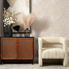 Fluted Marble Panel Wallpaper in Cream