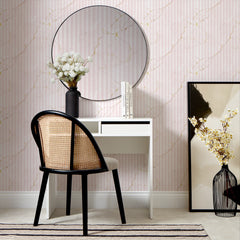 Fluted Marble Panel Wallpaper in Pink