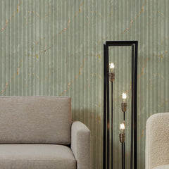 Fluted Marble Panel Wallpaper in Sage