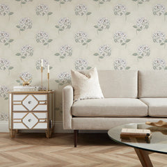 Hydrangea Harmony Wallpaper in Cream