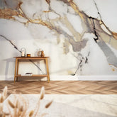 Luna Full Wall Mural in Gold and Grey