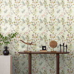 Bloom and Leaf Wallpaper in Sage Green