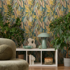 Verdant Mirage Wallpaper in Green Tones