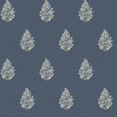Posy Wallpaper in Cream on Navy