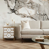 Statuario Marble Full Wall Mural in Grey Tones