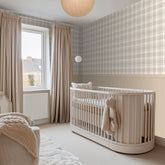 Traditional Check Panel Wallpaper in Cream and Blue with Cream Panel