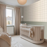 Traditional Check Panel Wallpaper in Cream and Sage with Sage Panel