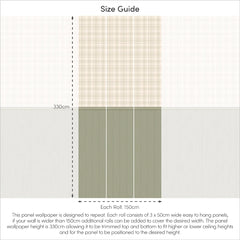 Traditional Check Panel Wallpaper in Cream and Sage with Sage Panel