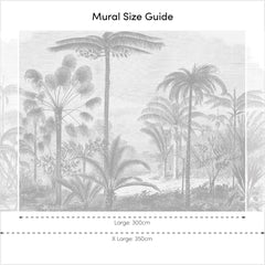 Etched Palms Full Wall Mural in Grey