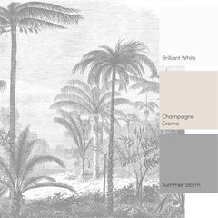 Etched Palms Full Wall Mural in Grey