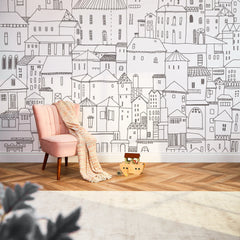 Boulevard Full Wall Mural in Monochrome