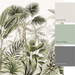 Jungle Escape Full Wall Mural in Green