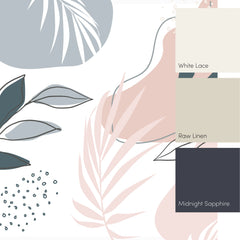 Boho Botanicals Full Wall Mural in Pink and Teal