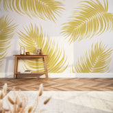 Paradise Palm Fronds Full Wall Mural in Golden Yellow