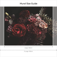 Dark Floral Bouquet Full Wall Mural in Pink and Red