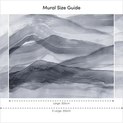 Watercolour Mountains Full Wall Mural in Deep Blue