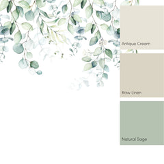 Eucalyptus Cascade Full Wall Mural in Watercolour Greens
