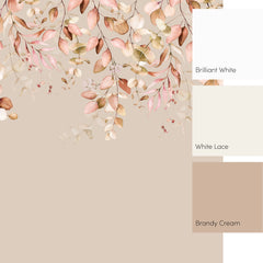 Eucalyptus Cascade Full Wall Mural in Autumn Browns and Oranges on Taupe