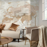 World Map Full Wall Mural in Neutral