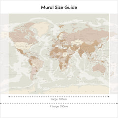 World Map Full Wall Mural in Neutral