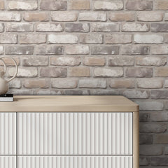 Wandsworth Brick Wallpaper in Grey and Beige
