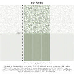 Willow Leaf Panel Wallpaper in Green with Green Panel