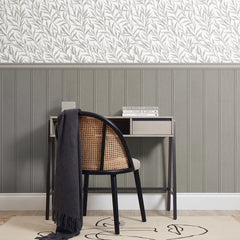 Willow Leaf Panel Wallpaper in Grey with Grey Panel