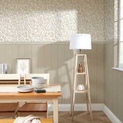 Willow Leaf Panel Wallpaper in Natural with Natural Panel