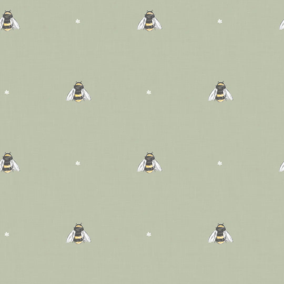 Bumble Bee Wallpaper in Sage Green