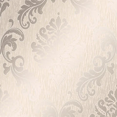 Chelsea Glitter Damask Wallpaper in Cream and Gold