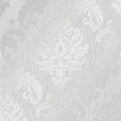 Sample of Chelsea Glitter Damask Wallpaper in Soft Grey and Silver
