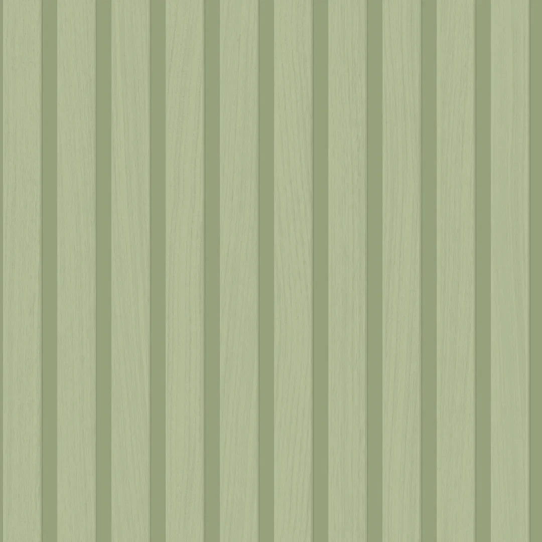 Contemporary Wood Slat Wallpaper in Green