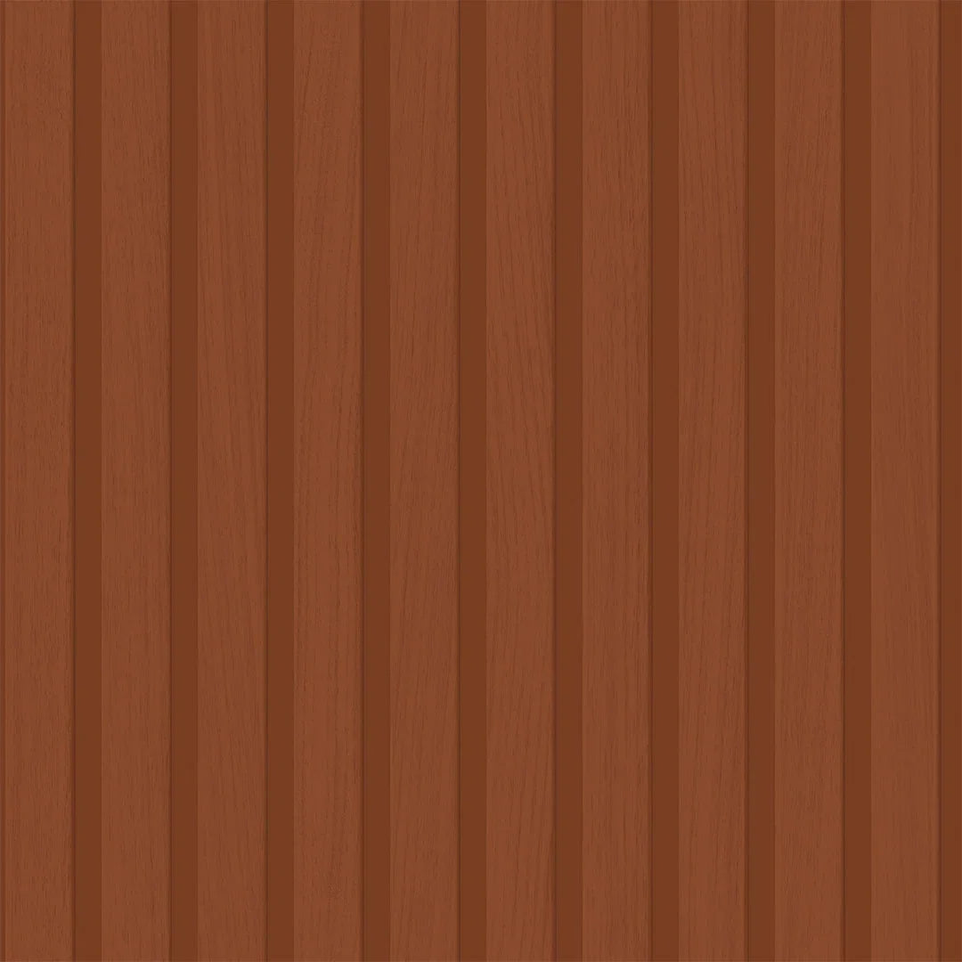 Contemporary Wood Slat Wallpaper in Terracotta