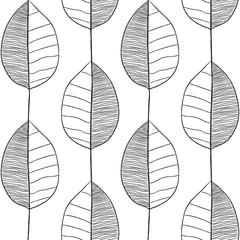 Fika Leaf Wallpaper in Black and White