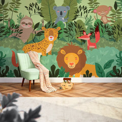 Rumble in the Jungle Full Wall Mural in Multicoloured