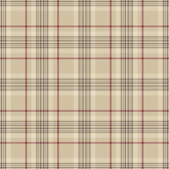 Traditional Check Wallpaper in Beige and Red