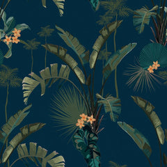 Tropical Paradise Wallpaper in Navy