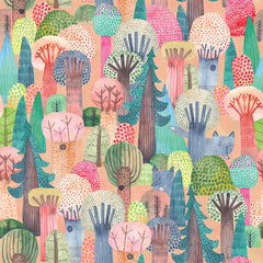 Wolves in the Wood Wallpaper in Brights