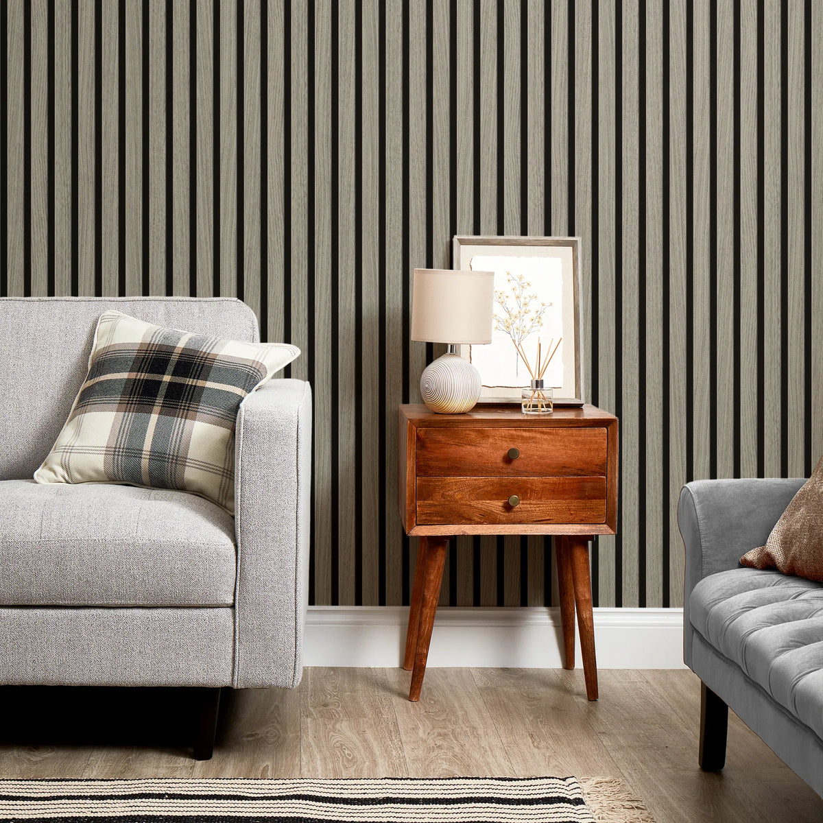 Contemporary Wood Slat Weathered Oak